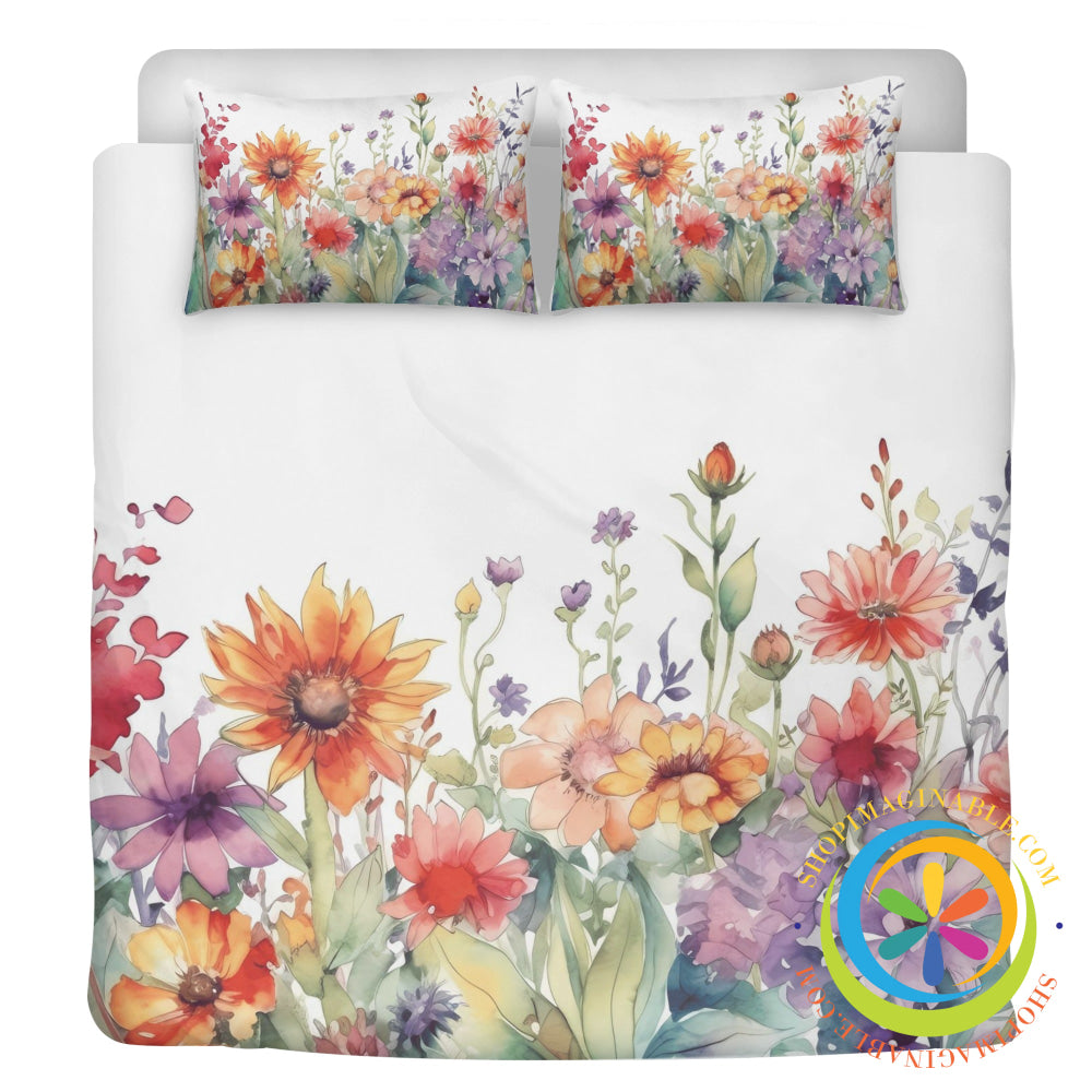 Spring Flowers Bedding Set Black / Us Twin