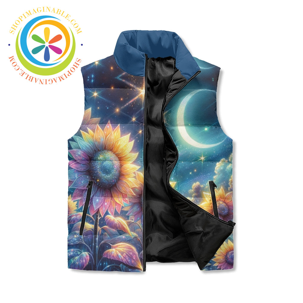 Starry Night Sunflower Puffer Vest