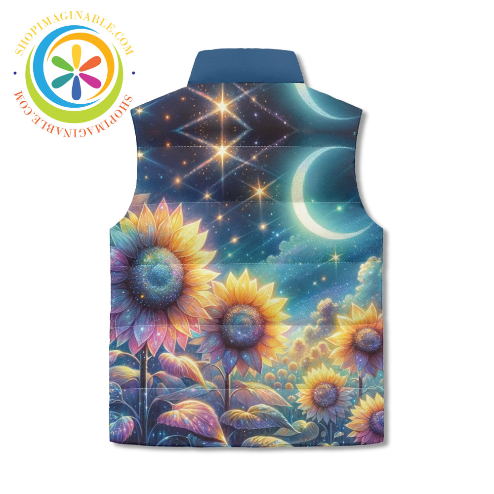 Starry Night Sunflower Puffer Vest