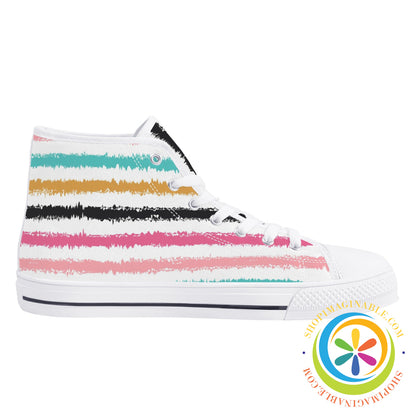 Striped Sensations Ladies High Top Canvas Shoes