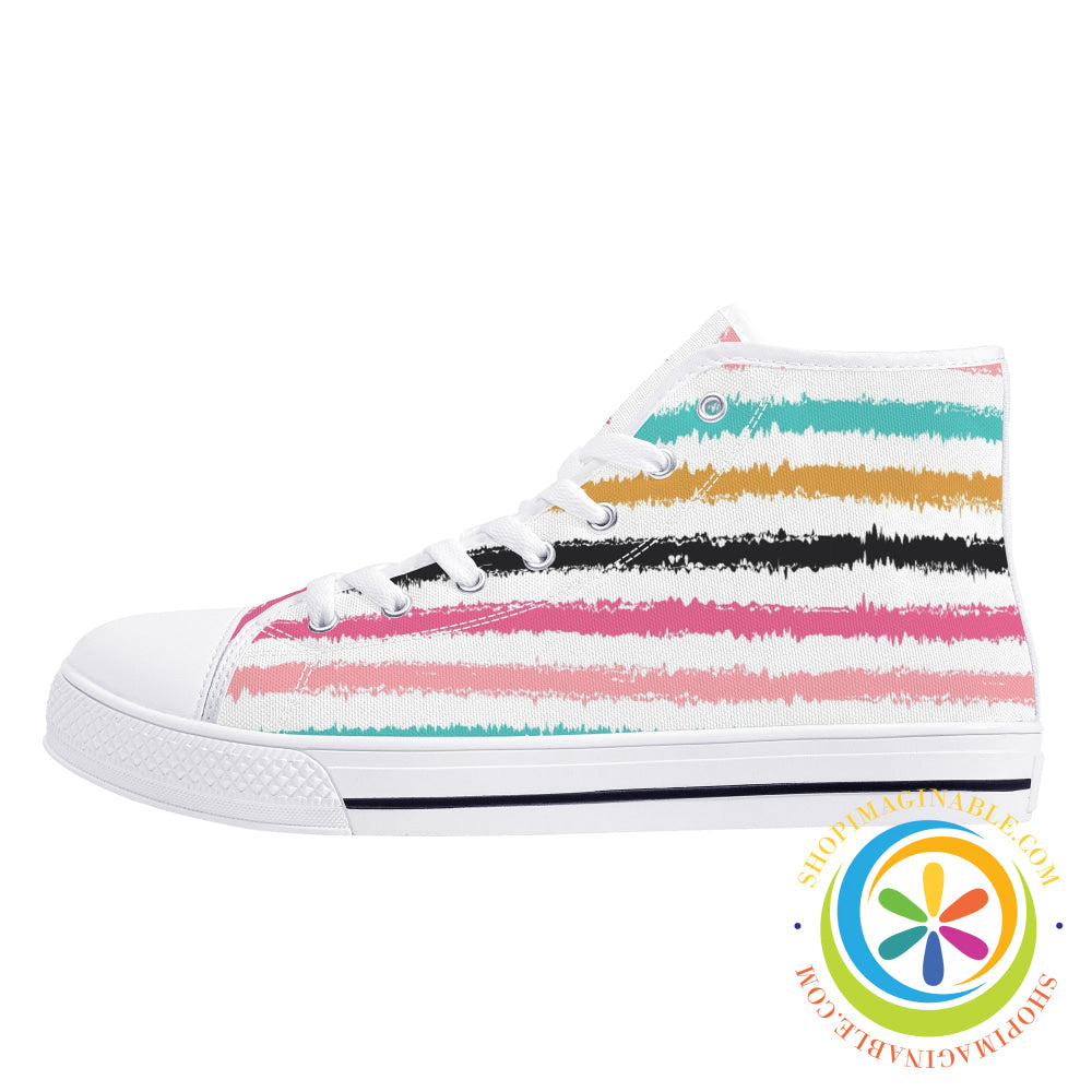 Striped Sensations Ladies High Top Canvas Shoes