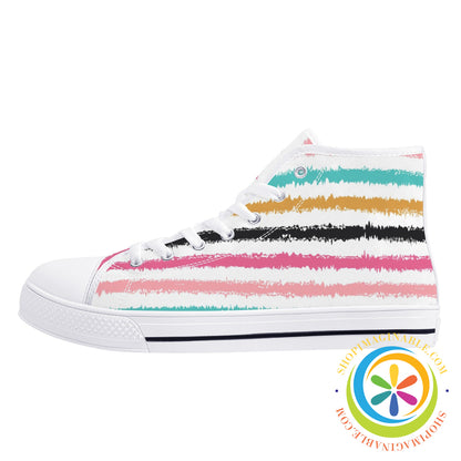 Striped Sensations Ladies High Top Canvas Shoes