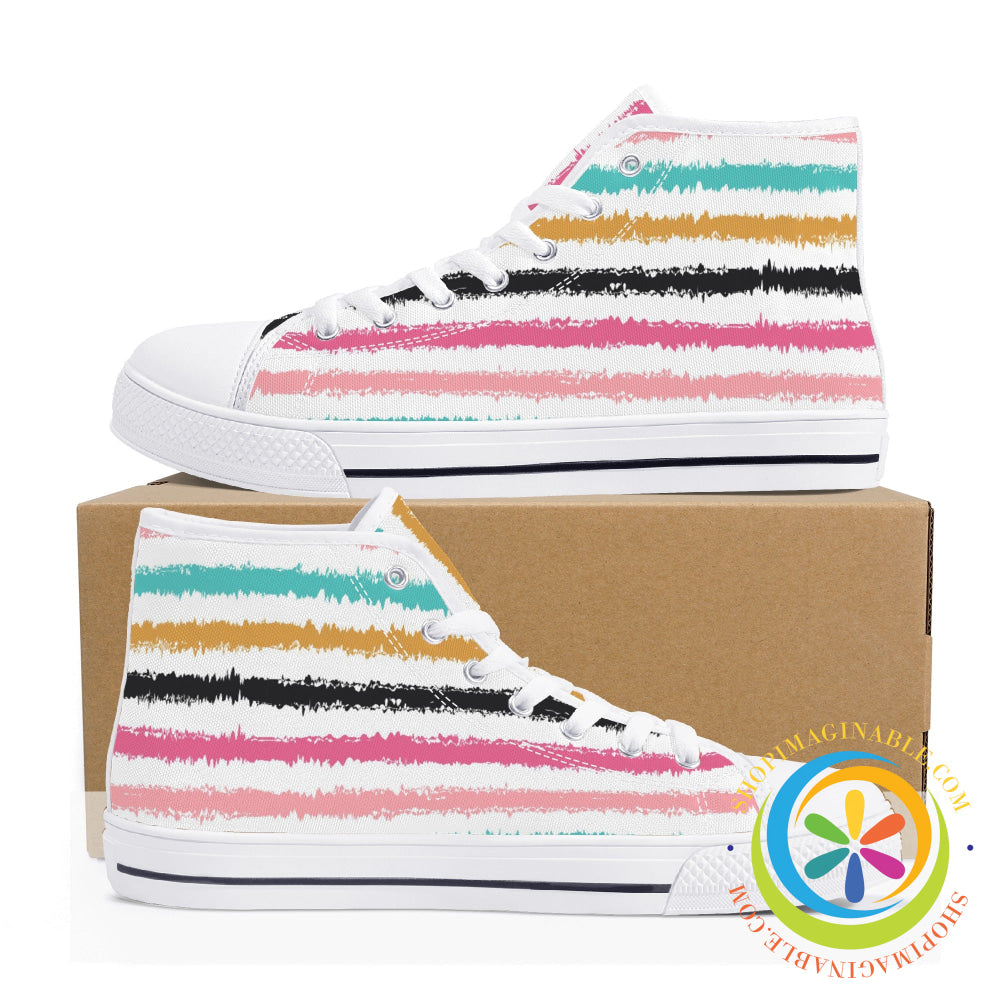 Striped Sensations Ladies High Top Canvas Shoes