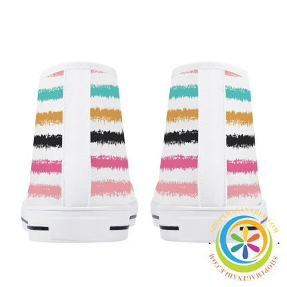 Striped Sensations Ladies High Top Canvas Shoes