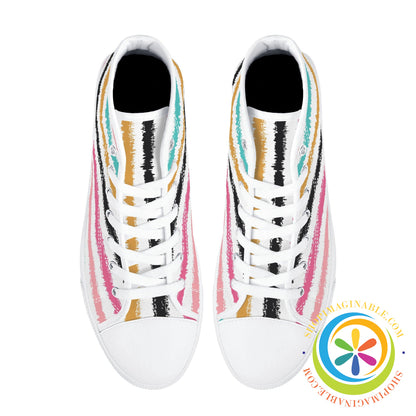 Striped Sensations Ladies High Top Canvas Shoes