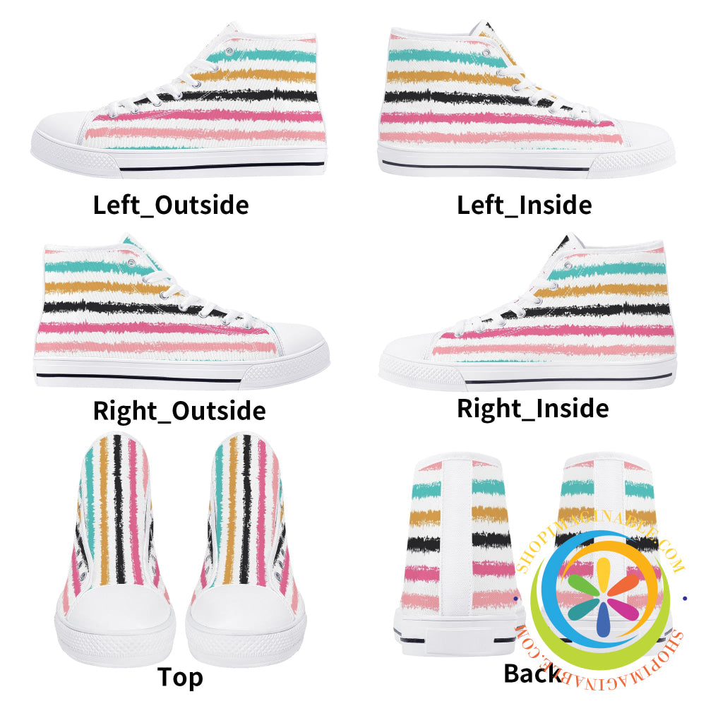 Striped Sensations Ladies High Top Canvas Shoes