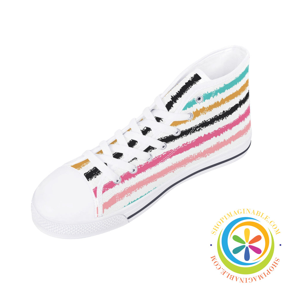 Striped Sensations Ladies High Top Canvas Shoes