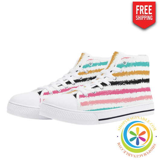 Striped Sensations Ladies High Top Canvas Shoes Us12 (Eu44)