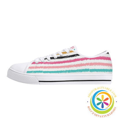 Striped Sensations Ladies Low Top Canvas Shoes