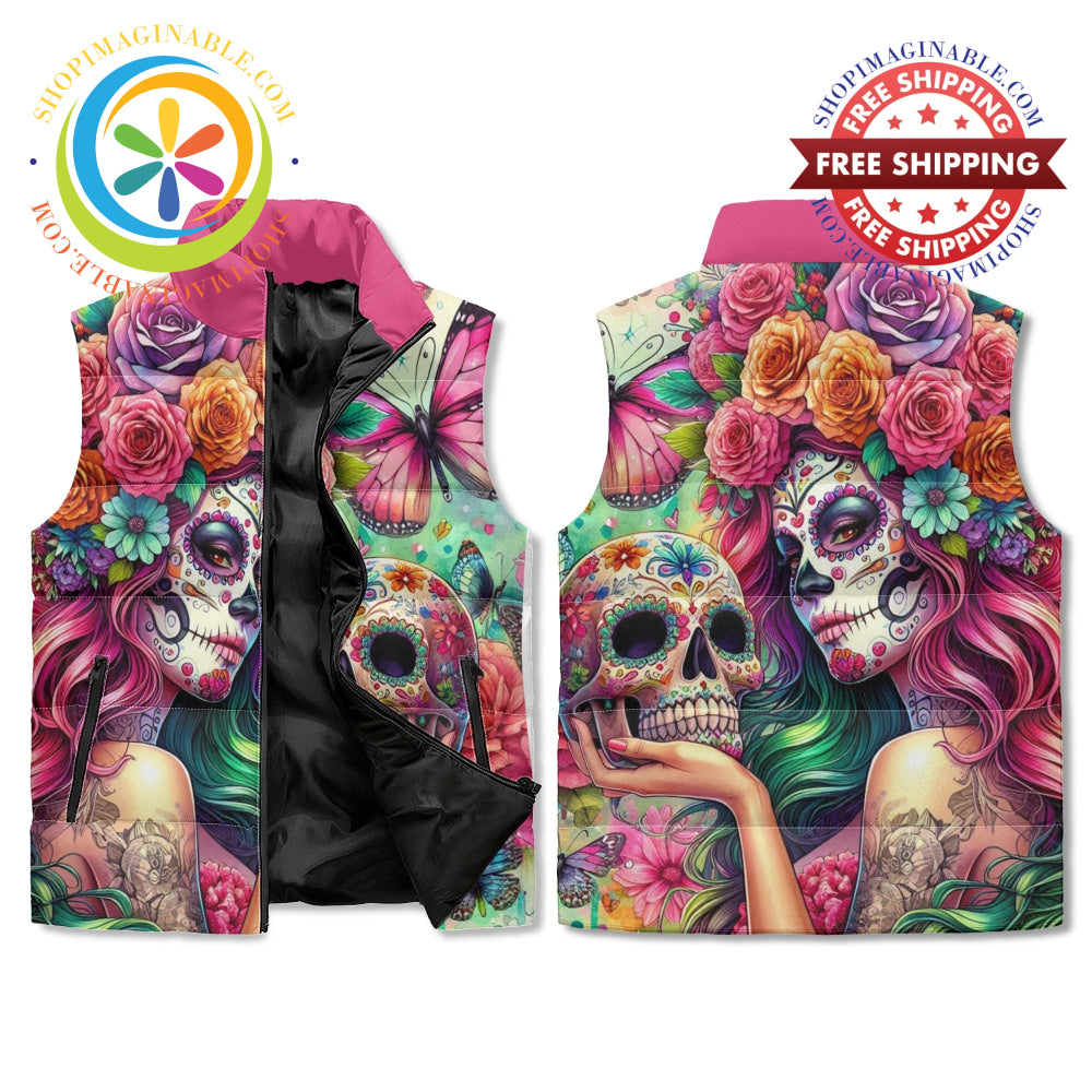 Sugar Skull Fairy Puffer Vest M