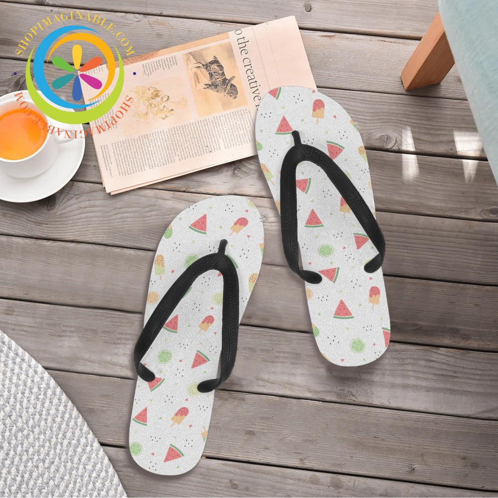 Summer Watermelon Men's & Ladies Flip-Flops-ShopImaginable.com