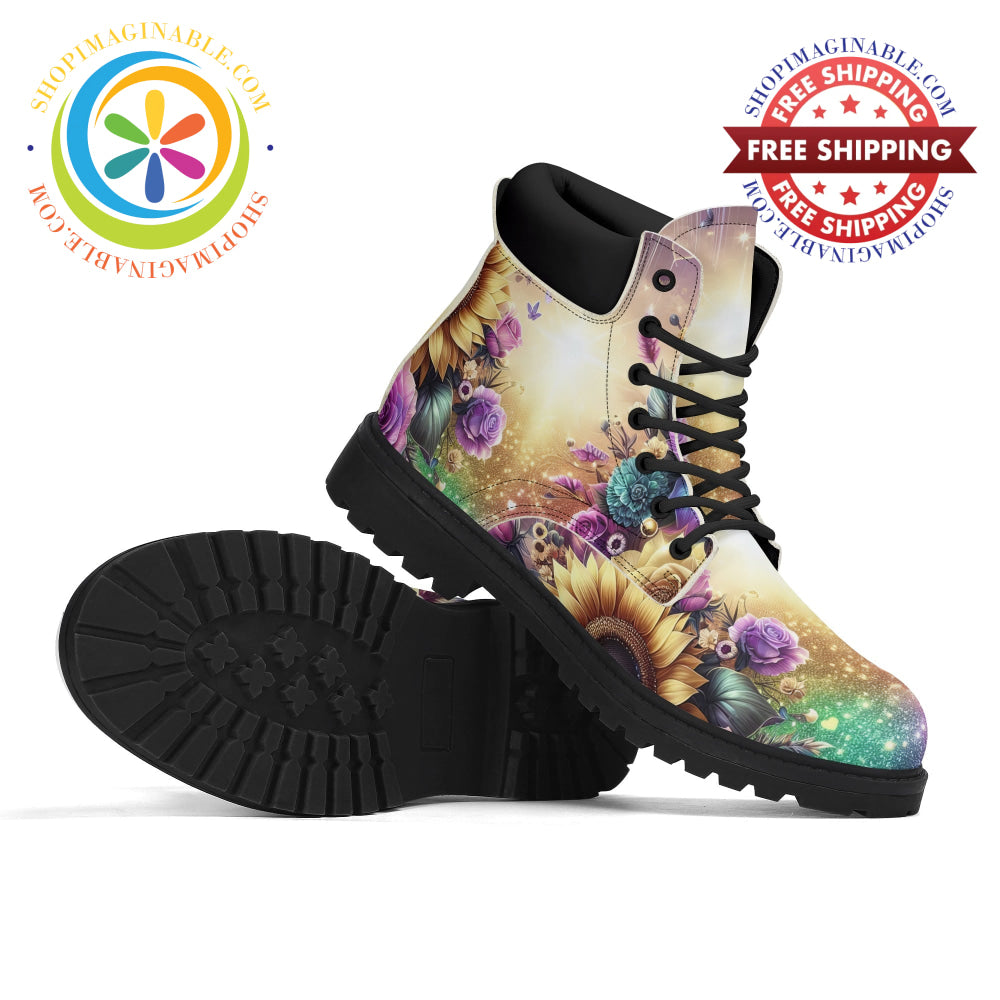 Sunflower Floral Ladies Boots Us5 (Eu35)