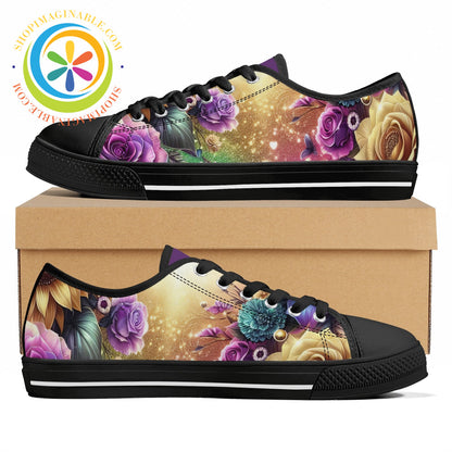 Sunflower Floral Ladies Low Top Shoes Black / Us11.5 (Eu43)