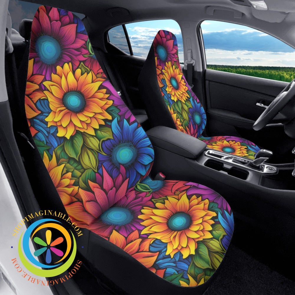 Sunflower Rainbows Car Seat Covers