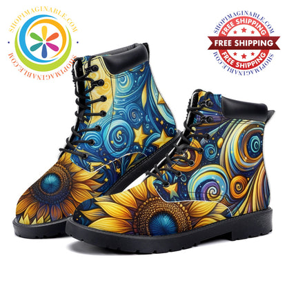 Sunflower Swirl - Leather Martin Boots white / 36
