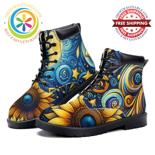 Sunflower Swirl - Leather Martin Boots white / 36