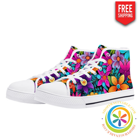 Sunny Floral Ladies High Top Canvas Shoes Us12 (Eu44)