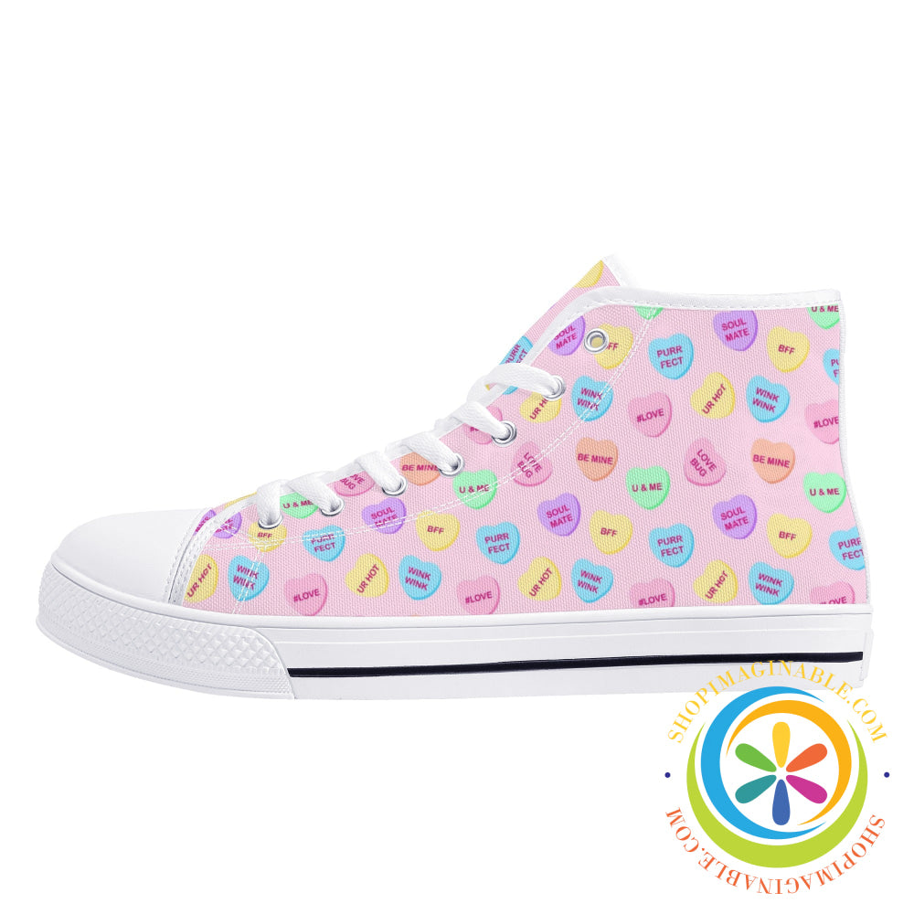 Sweettarts Hearts Ladies High Top Canvas Shoes