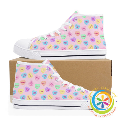 Sweettarts Hearts Ladies High Top Canvas Shoes