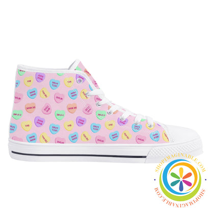 Sweettarts Hearts Ladies High Top Canvas Shoes