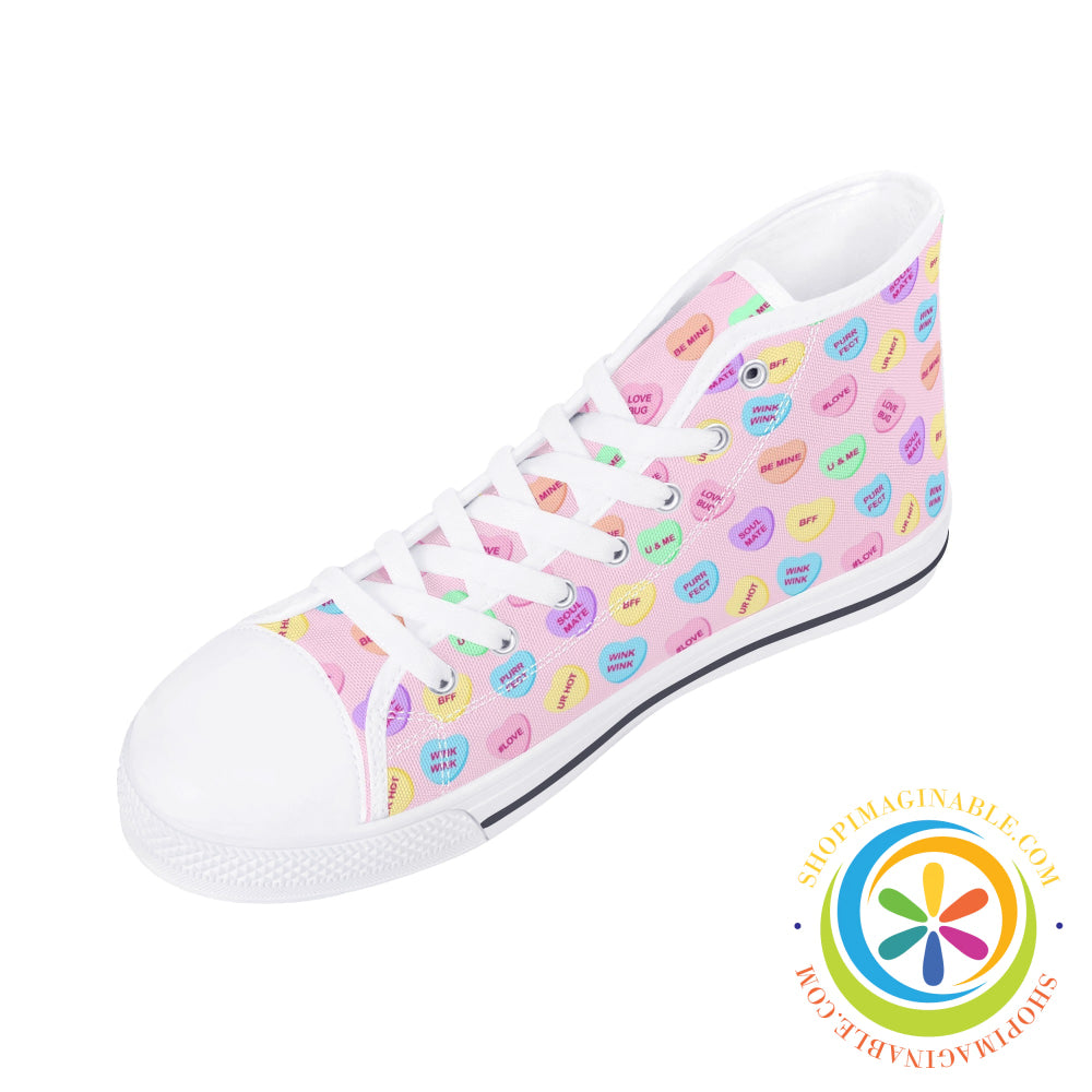 Sweettarts Hearts Ladies High Top Canvas Shoes