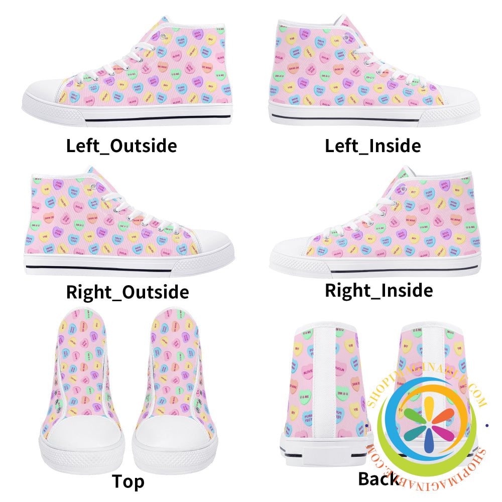 Sweettarts Hearts Ladies High Top Canvas Shoes