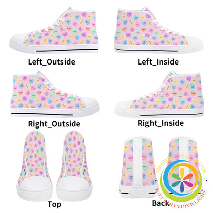 Sweettarts Hearts Ladies High Top Canvas Shoes