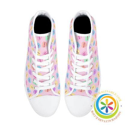 Sweettarts Hearts Ladies High Top Canvas Shoes