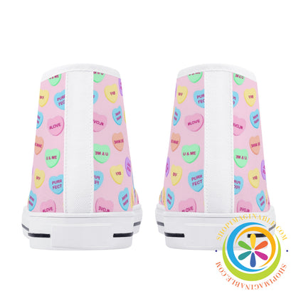 Sweettarts Hearts Ladies High Top Canvas Shoes