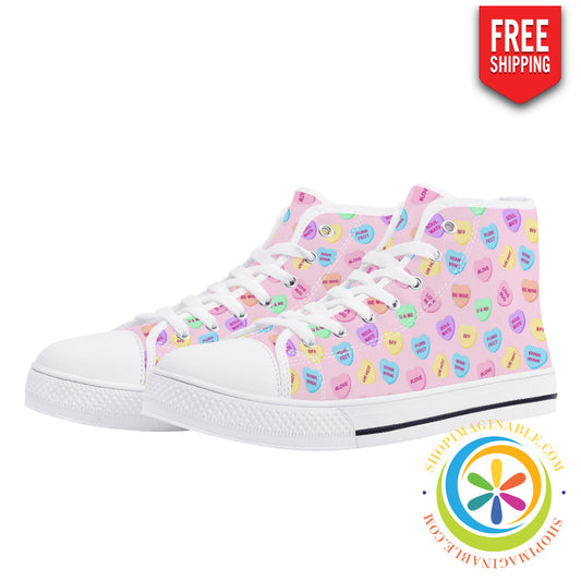 Sweettarts Hearts Ladies High Top Canvas Shoes Us12 (Eu44)