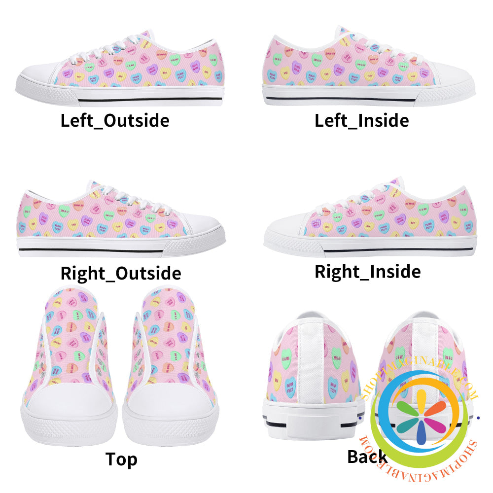 Sweettarts Hearts Ladies Low Top Canvas Shoes