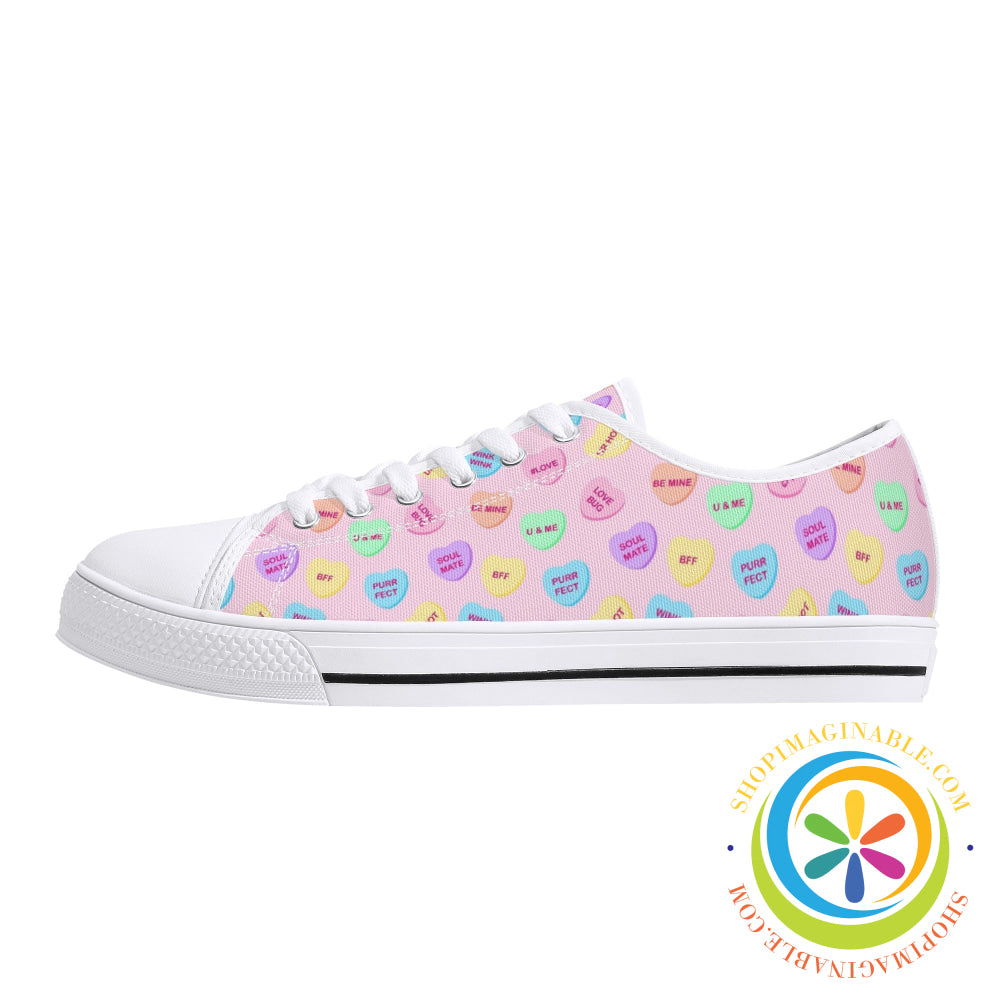 Sweettarts Hearts Ladies Low Top Canvas Shoes