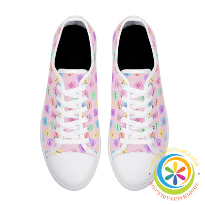 Sweettarts Hearts Ladies Low Top Canvas Shoes