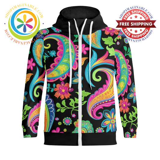 The Boldest Paisley Full Zip Turtleneck Hoodie Streetwear S