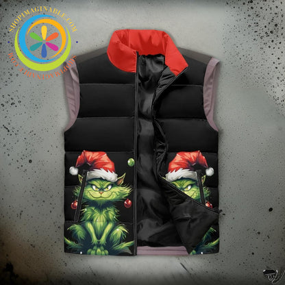 The Grinchy Cat Unisex Zip Up Puffer Vest