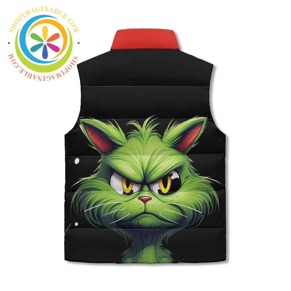 The Grinchy Cat Unisex Zip Up Puffer Vest