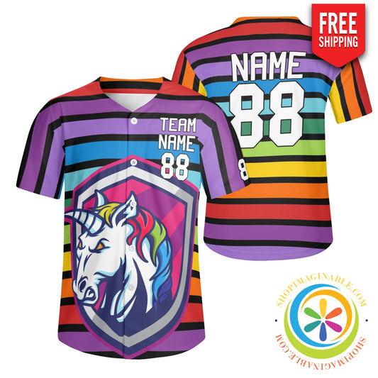 Unicorn Rainbow Unisex Baseball Jersey S