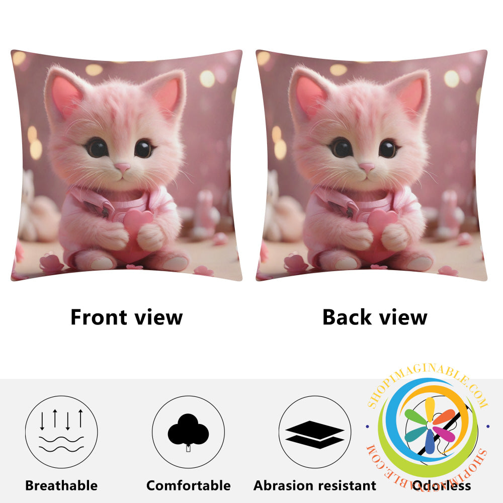 Valentines Cat Pillow Cover