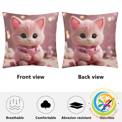 Valentines Cat Pillow Cover