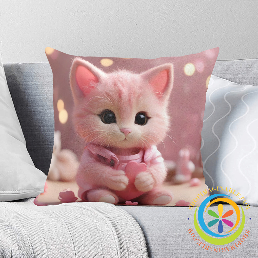 Valentines Cat Pillow Cover