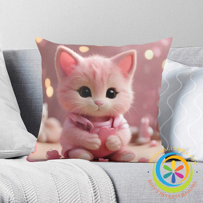 Valentines Cat Pillow Cover