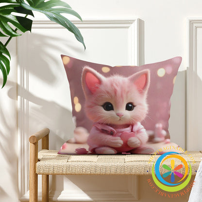 Valentines Cat Pillow Cover