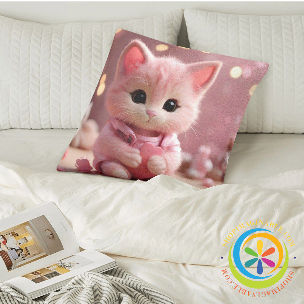 Valentines Cat Pillow Cover