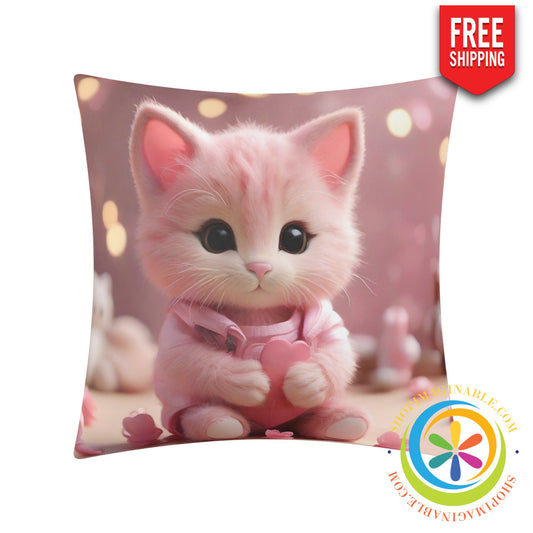 Valentines Cat Pillow Cover