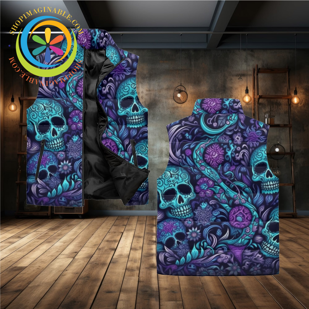 Vibrant Skulls Puffer Vest