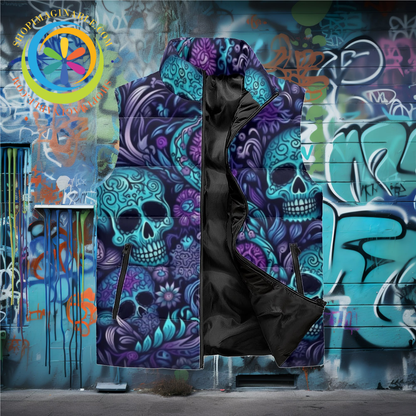 Vibrant Skulls Puffer Vest