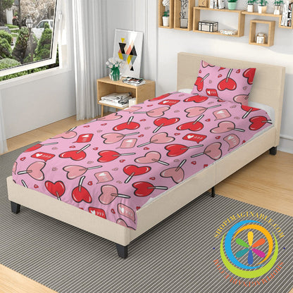 Whimsical Hearts 3 Pcs Bedding Set Pc Bedding