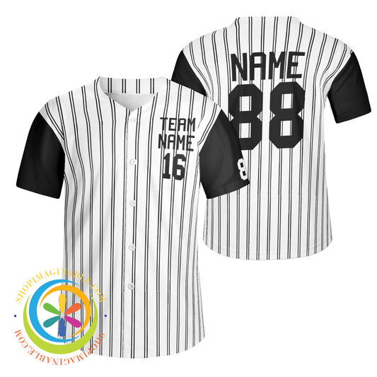 White & Black Striped Unisex Baseball Jersey-ShopImaginable.com