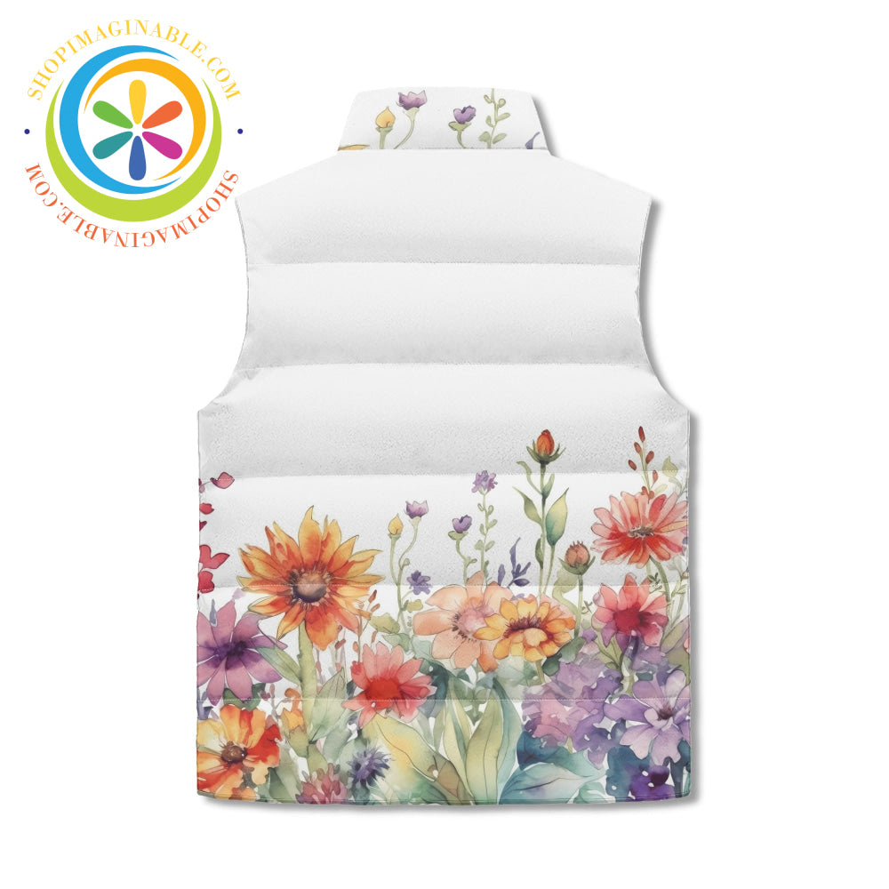 Wild Flowers Unisex Zip Up Puffer Vest