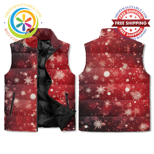 Winter Snowflake Puffer Vest M